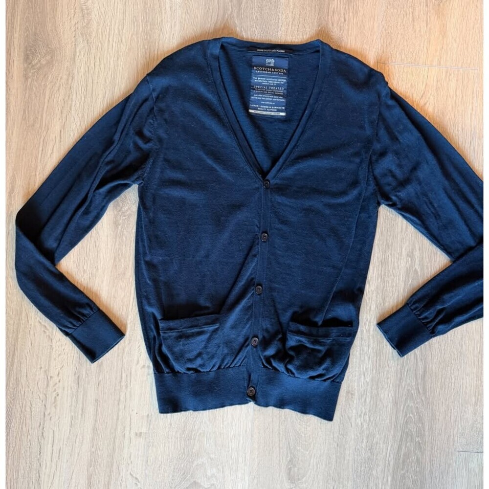 Men's Scotch&Soda Navy V-neck Cardigan - Size M